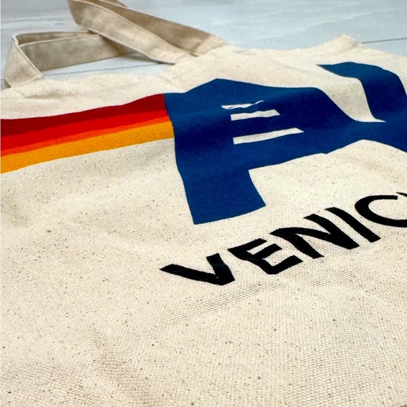 🔥 RARE Aviator Nation Venice California Handmade Retro Coloblock Canvas Tote Bag - Picture 3 of 3